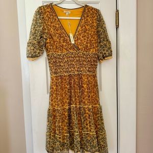 Max Studio Yellow Floral Dress